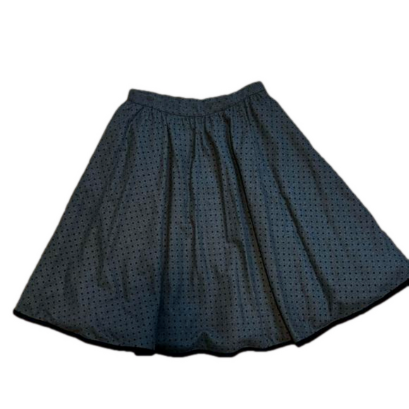 Oscar de la Renta Studio Vintage Grey and Black Dotted Wool Skirt Size 12 - Picture 2 of 8